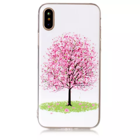 Roze bloemenboom iPhone X XS hoesje bloesem TPU case