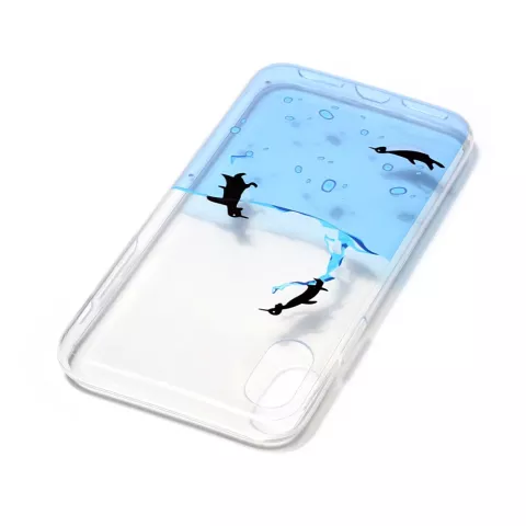 Doorzichtige TPU hoesje pinguin water iPhone X XS case