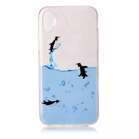 Doorzichtige TPU hoesje pinguin water iPhone X XS case