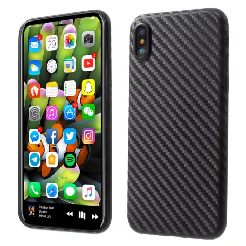 Zwart carbon iPhone X XS hoesje case cover