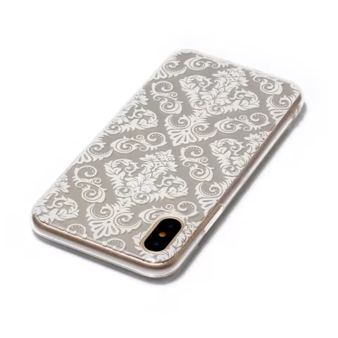 Doorzichtige sierlijke witte lijnen iPhone X XS hoesje case cover