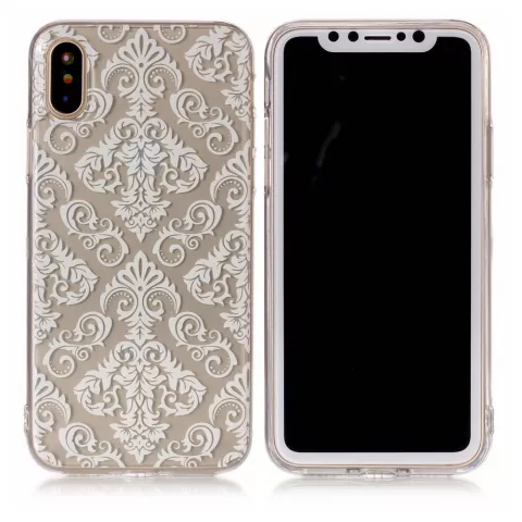 Doorzichtige sierlijke witte lijnen iPhone X XS hoesje case cover