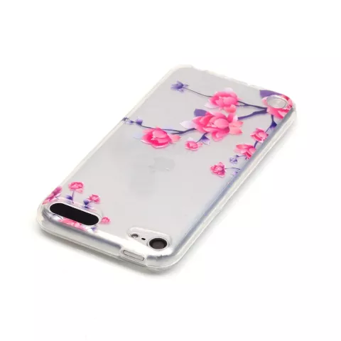 Doorzichtig bloemen hoesje iPod Touch 5 6 7 case takken paars roze