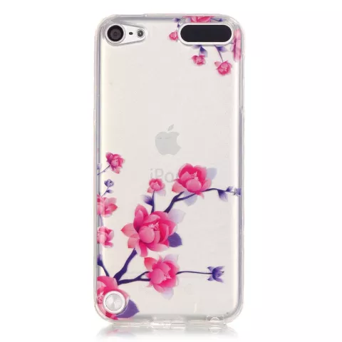 Doorzichtig bloemen hoesje iPod Touch 5 6 7 case takken paars roze