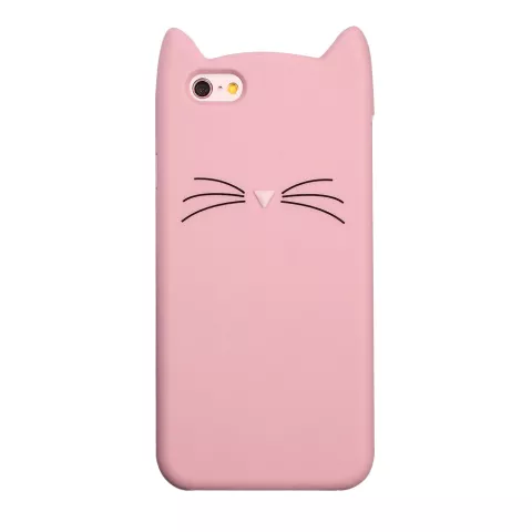 Schattige Kat snorharen iPhone 6 6s hoesje cover case kitten oortjes - Roze