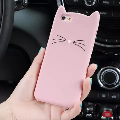 Schattige Kat snorharen iPhone 7 8 SE 2020 SE 2022 hoesje case cover kitten - Roze