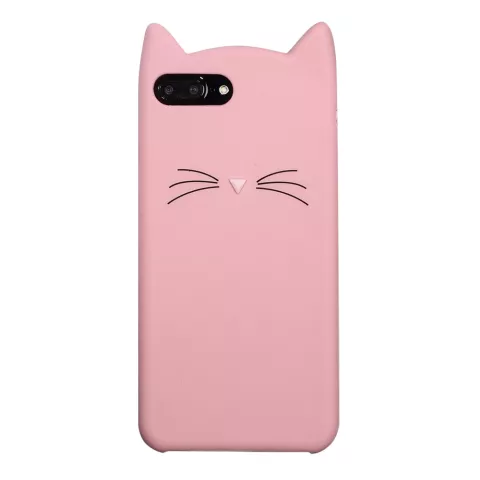 Schattige Kat snorharen iPhone 7 Plus 8 Plus hoesje case cover kitten - Roze