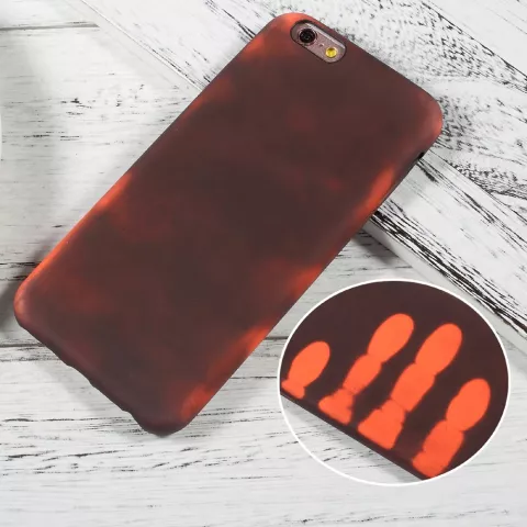 Thermal Fluorescerend color changing TPU iPhone 6 6s hoesje case cover rood