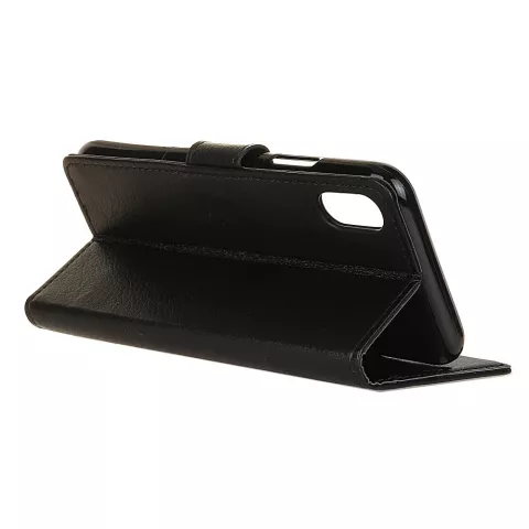 Wallet zwart iPhone X XS portemonnee hoes lederen black - Bookcase