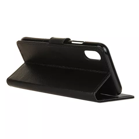 Wallet zwart geschikt voor iPhone X XS portemonnee hoes lederen black - Bookcase