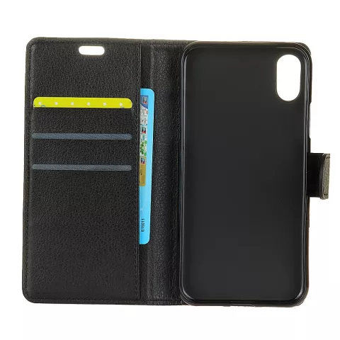 Wallet zwart geschikt voor iPhone X XS portemonnee hoes lederen black - Bookcase