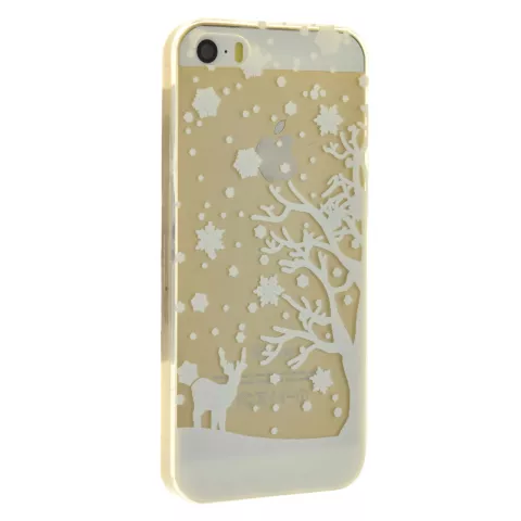 Wit winter kerst silicone iPhone 5 5s SE 2016 hoesje case cover