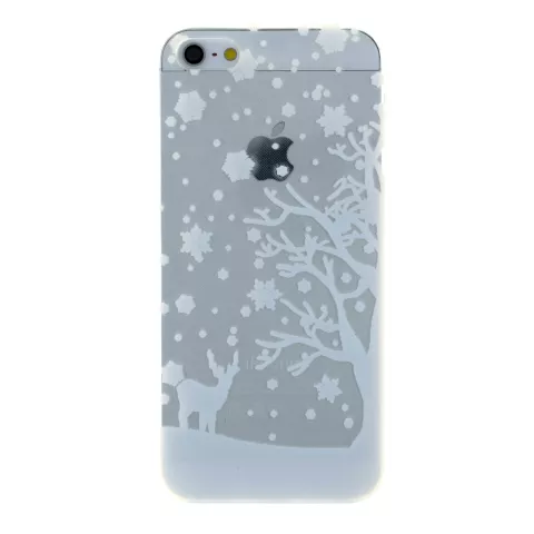 Wit winter kerst silicone iPhone 5 5s SE 2016 hoesje case cover