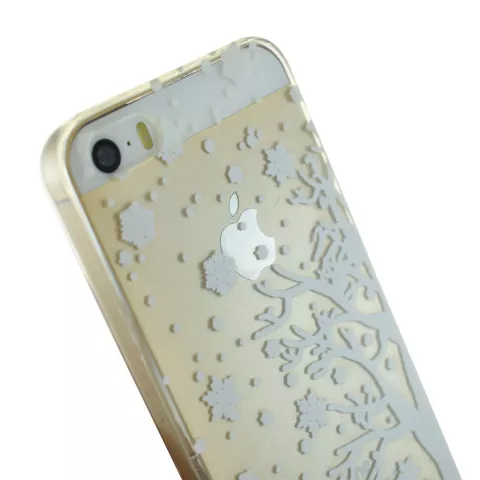 Wit winter kerst silicone iPhone 5 5s SE 2016 hoesje case cover