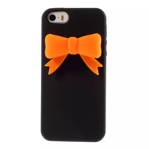 Zwart 3D oranje strikje iPhone 5 5s SE 2016 hoesje case cover