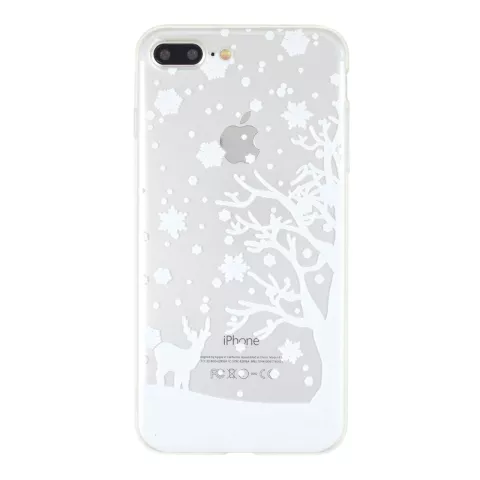 Wit kerst sneeuw silicone iPhone 7 Plus 8 Plus hoesje case cover