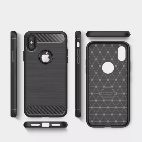 Carbon Armor hoesje iPhone X XS zwart TPU case bescherming