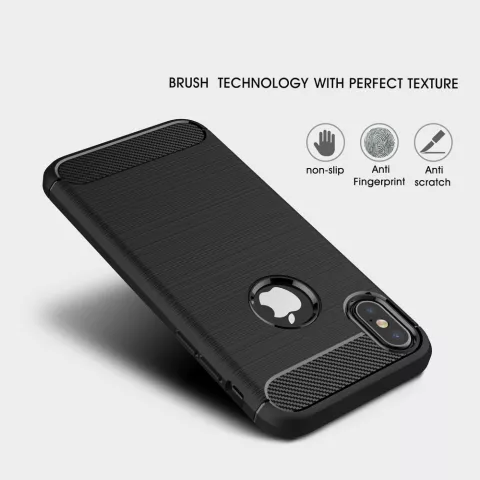 Carbon Armor hoesje iPhone X XS zwart TPU case bescherming