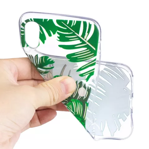 Bladeren TPU hoesje doorzichtig iPhone X XS cover groen natuur case