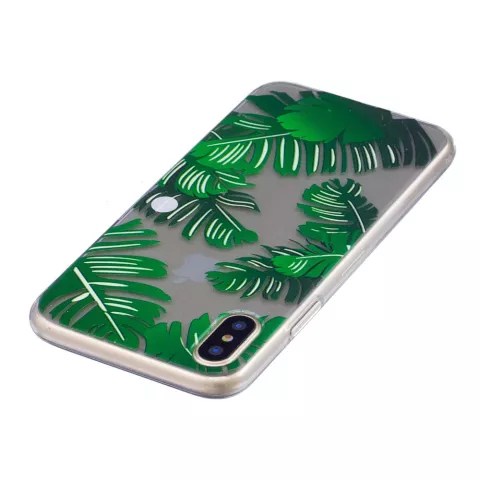 Bladeren TPU hoesje doorzichtig iPhone X XS cover groen natuur case