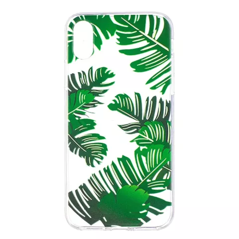 Bladeren TPU hoesje doorzichtig iPhone X XS cover groen natuur case