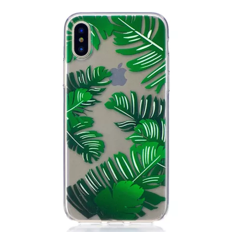 Bladeren TPU hoesje doorzichtig iPhone X XS cover groen natuur case