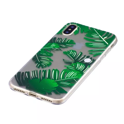 Bladeren TPU hoesje doorzichtig iPhone X XS cover groen natuur case