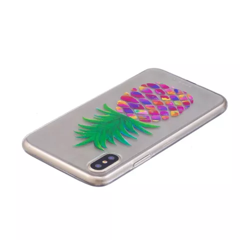 Kleurrijk ananas hoesje iPhone X XS cover fruit doorzichtig