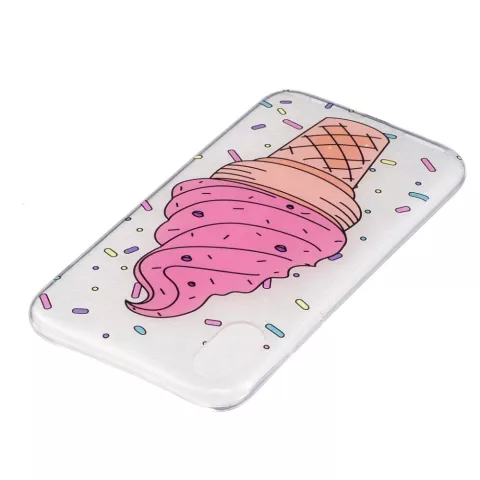 Roze ijsje iPhone X XS hoesje spikkels doorzichtig ice cream candy TPU case