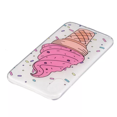 Roze ijsje geschikt voor iPhone X XS hoesje spikkels doorzichtig ice cream candy TPU case
