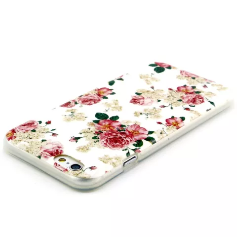 Wit roze rozen bloemen klassiek iPhone 6 6s hoesje case cover