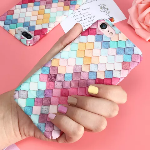 Gekleurde schubben hardcase geschikt voor iPhone X XS hoesje cover
