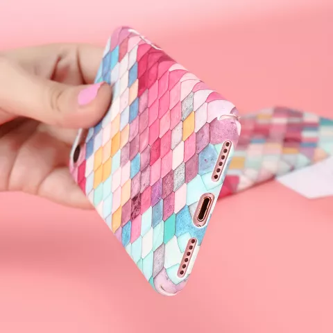 Gekleurde schubben hardcase geschikt voor iPhone X XS hoesje cover