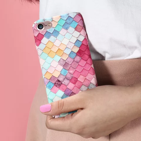 Gekleurde schubben hardcase geschikt voor iPhone X XS hoesje cover
