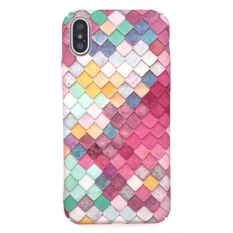 Gekleurde schubben hardcase geschikt voor iPhone X XS hoesje cover