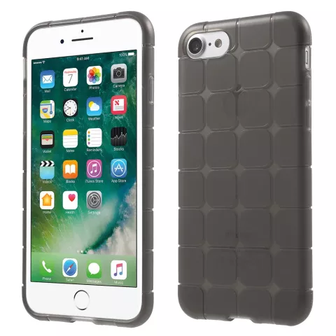 Grijze blokken TPU geschikt voor iPhone 7 8 SE 2020 SE 2022 hoesje case cover