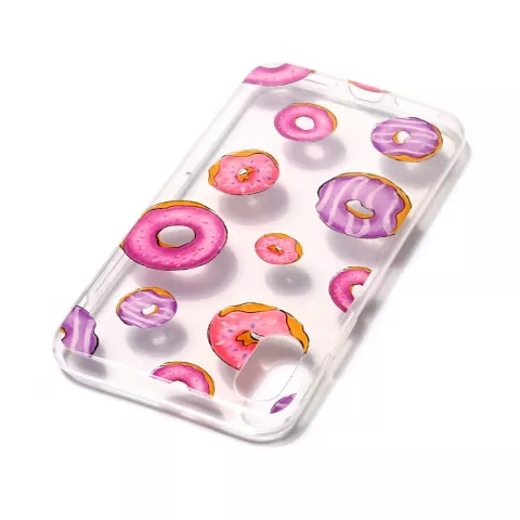 Doorzichtig hoesje donuts roze paars iPhone X XS cover TPU