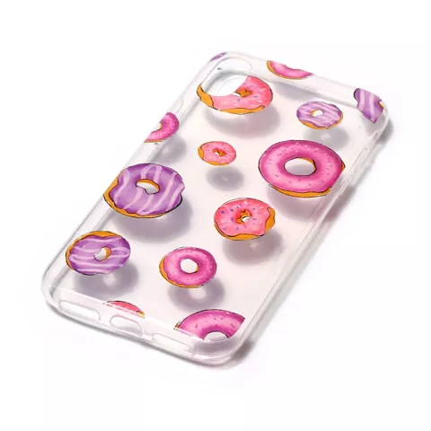 Doorzichtig hoesje donuts roze paars iPhone X XS cover TPU