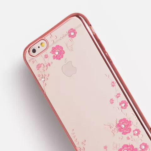 Roze TPU hoesje bloemen vlinders case iPhone 6 6s