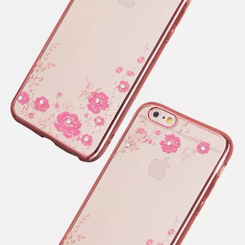 Roze TPU hoesje bloemen vlinders case iPhone 6 6s