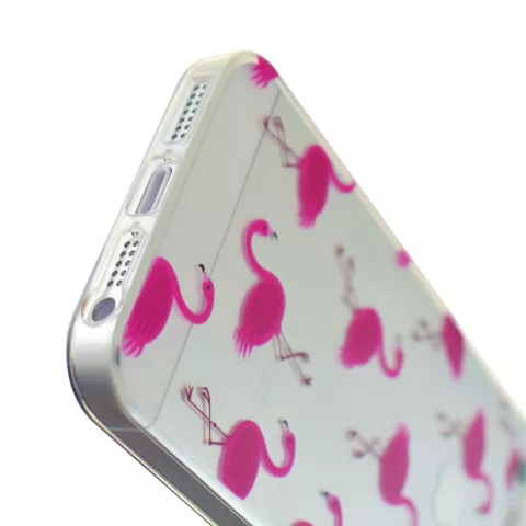 Transparant Roze flamingo TPU hoesje iPhone 5 5s SE 2016 case cover