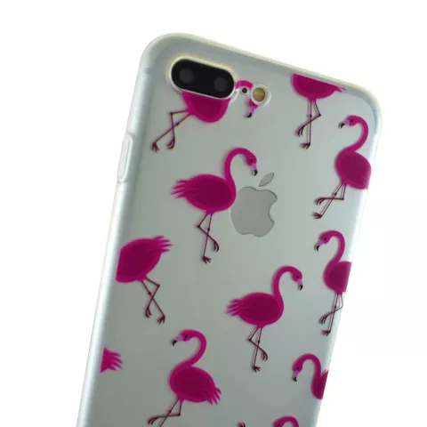 Transparante Roze flamingo hoesje iPhone 7 Plus 8 Plus case cover