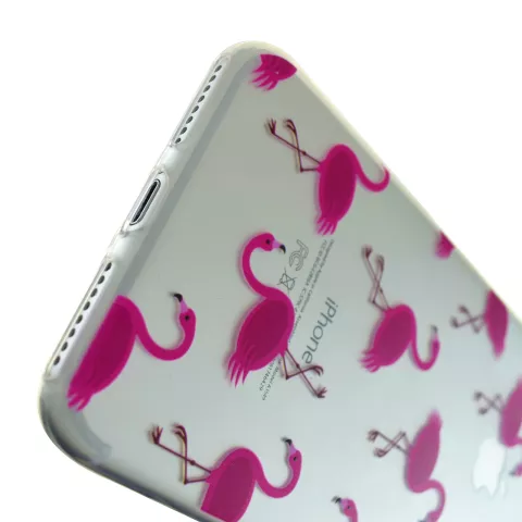 Transparante Roze flamingo hoesje iPhone 7 Plus 8 Plus case cover