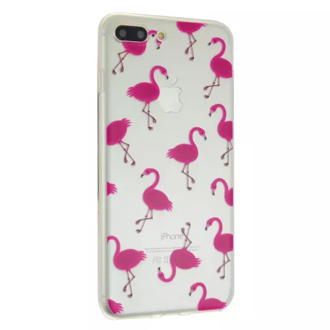 Transparante Roze flamingo hoesje iPhone 7 Plus 8 Plus case cover