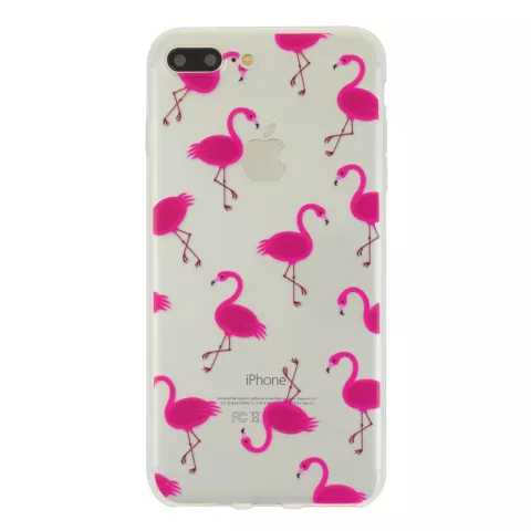 Transparante Roze flamingo hoesje iPhone 7 Plus 8 Plus case cover