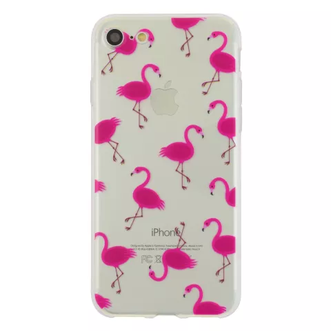 Transparant Roze flamingo TPU hoesje iPhone 7 8 SE 2020 SE 2022 case cover