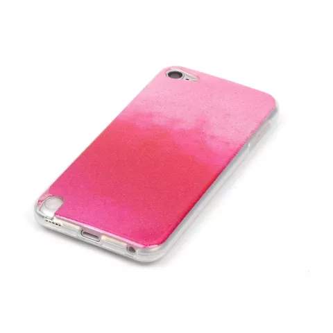 Ombre roze glitter hoesje iPod Touch 5 6 7 TPU case