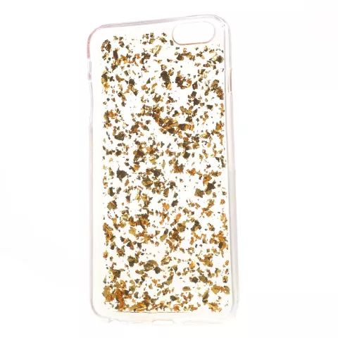 Doorzichtig TPU hoesje Snippertje bladgoud iPhone 6 Plus 6s Plus Gouden cover