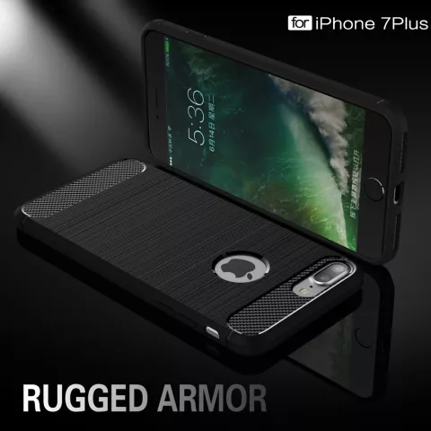 Zwart Carbon Armor iPhone 7 Plus 8 Plus TPU hoesje