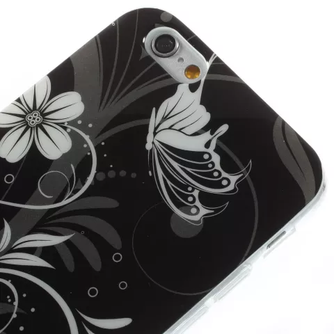Zwart witte bloemen TPU hoesje iPhone 6 6s case